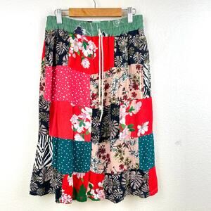 Vintage Y2K 90s Skirt Sz M Patchwork Fairy Grunge Whimsigoth Midi Floral Whimsy